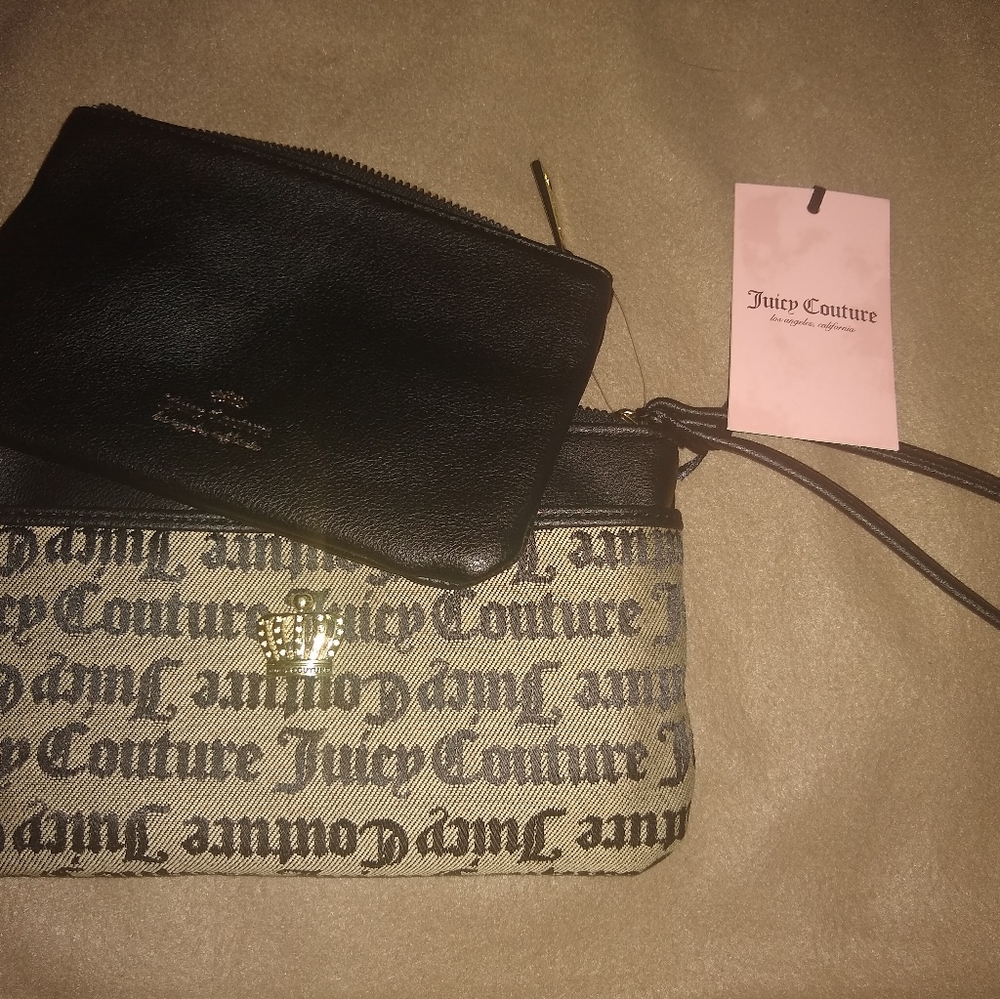 JUICY COUTURE 2-Piece Wristlet Black/Beige BNWT